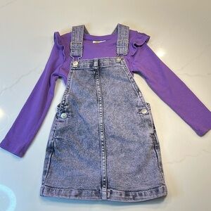 Epic Threads Kids 4T Purple Top With Denim Jumper